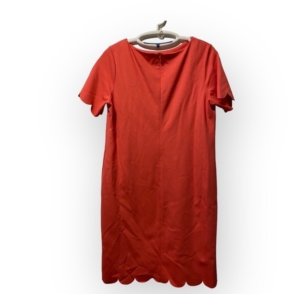 Chico's Orange Sheath Midi Dress Short Sleeve Crew Neck Minimalist Size 1 Medium - Picture 2 of 13